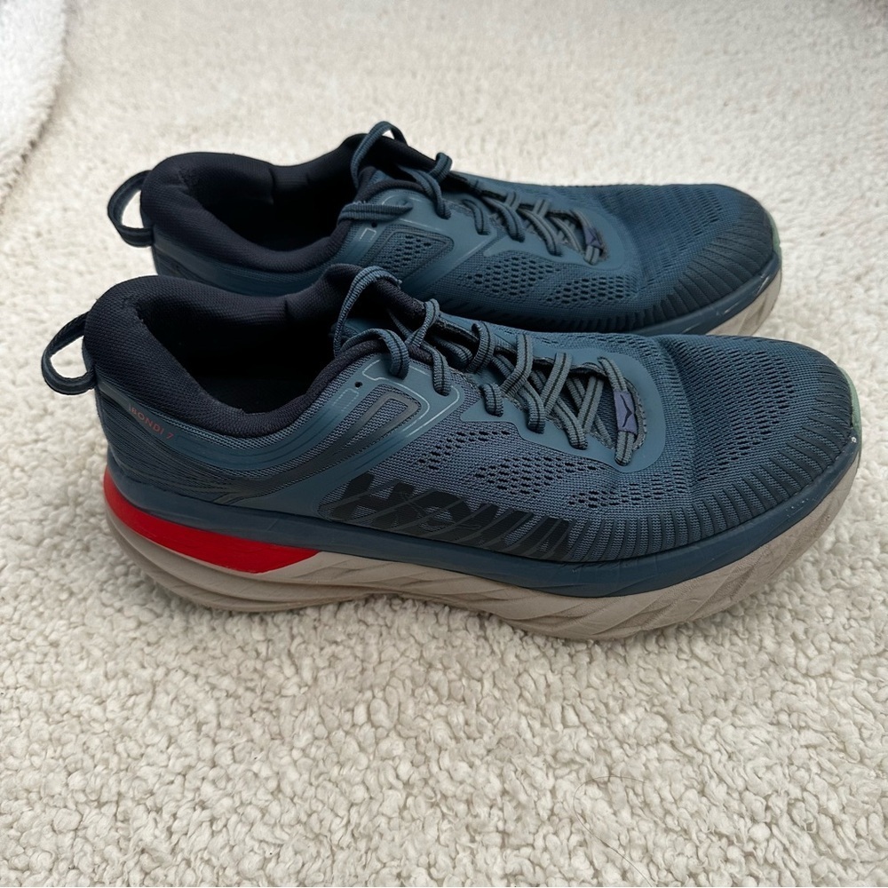 Hoka One One Bondi 7 Blue Gray Running Shoes Men’s Size 10.5 - Picture 4 of 10
